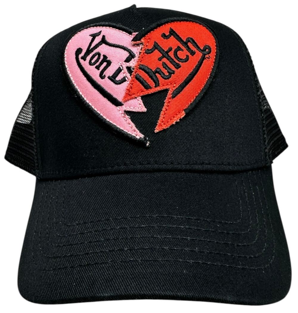 Von Dutch Trucker Hat Broken Heart Black Snapback Cap